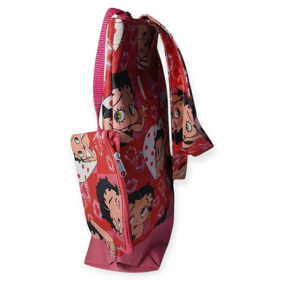 Betty Boop Pink and Red Character Print Tote With Coin Pouch - Picture 8 of 10